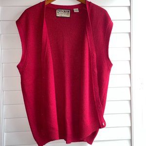 Men's Ivy Crew Red button-up sweater vest (L)